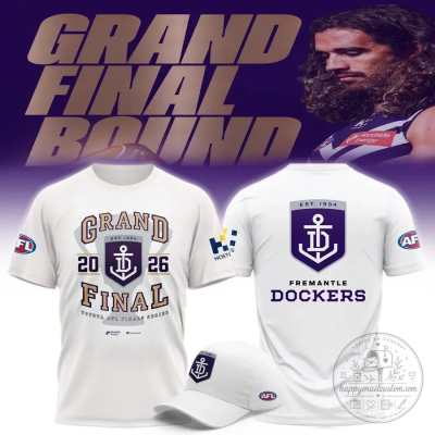 Fremantle Dockers AFL Grand Final 2026  White T-Shirt Cap set for footy fans