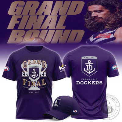 Fremantle Dockers AFL Grand Final 2026 T-Shirt Cap set for footy fans
