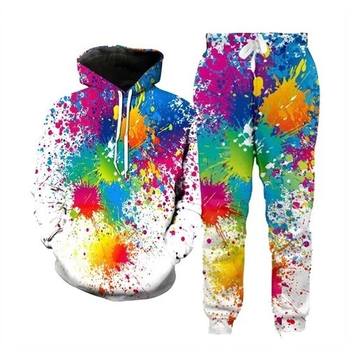 Women’s Rainbow Painting Tracksuit Set – Rainbow 3D Sweatshirt & Jogger Pants Women’s Rainbow Painting Tracksuit Set – Rainbow 3D Sweatshirt & Jogger Pants
